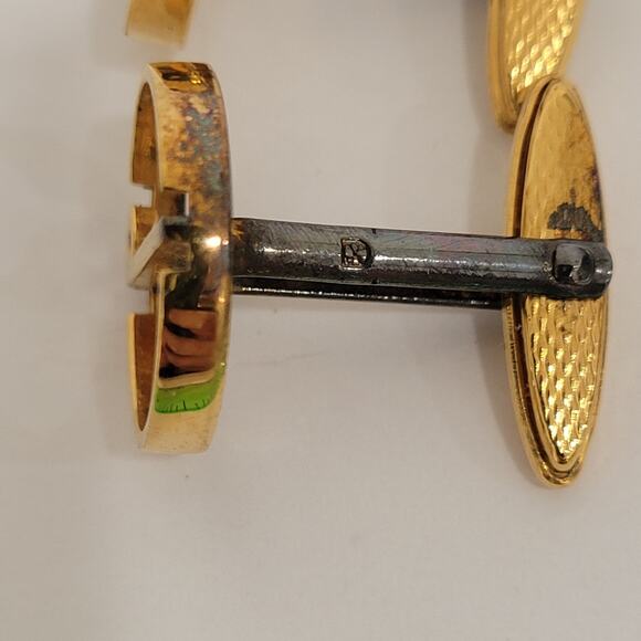 Dunhill D Cufflinks Gold Tone Logo Round Logo Vintage Retro Fair Damaged - Picture 3 of 6